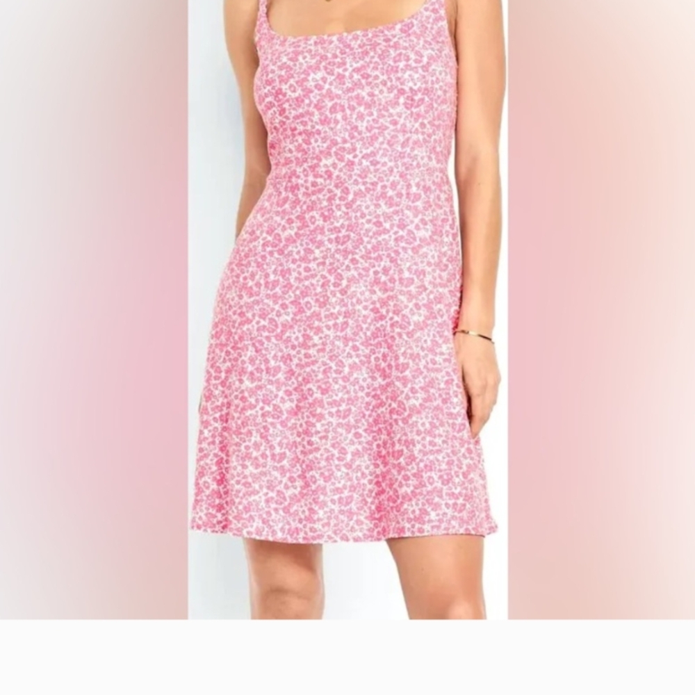 Old Navy Pink and White Spaghetti Strap Sundress